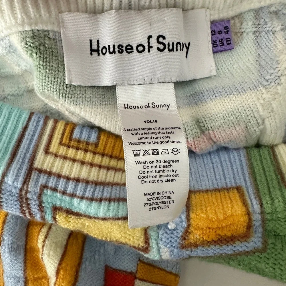 House of Sunny Pepperland Pants Multi Color Geometric‎ Knit Trousers Size 8